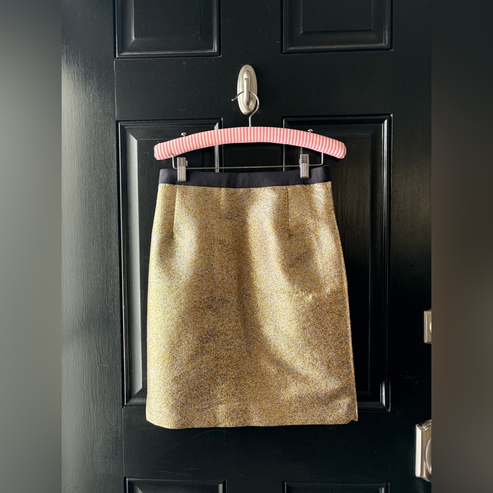 J. Crew 769 Madison Gold Wool Metallic Skirt Size 4